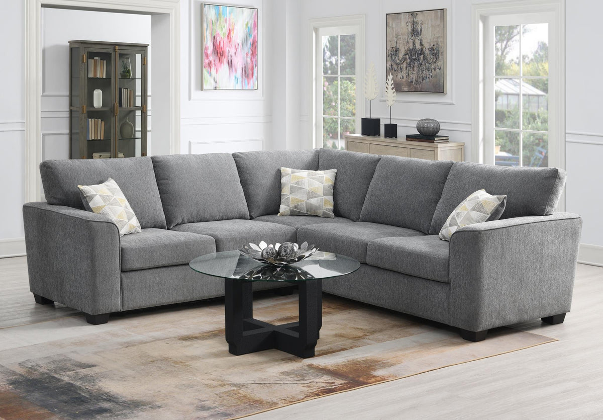 Gray 2-Piece Sectional with Armless Chair