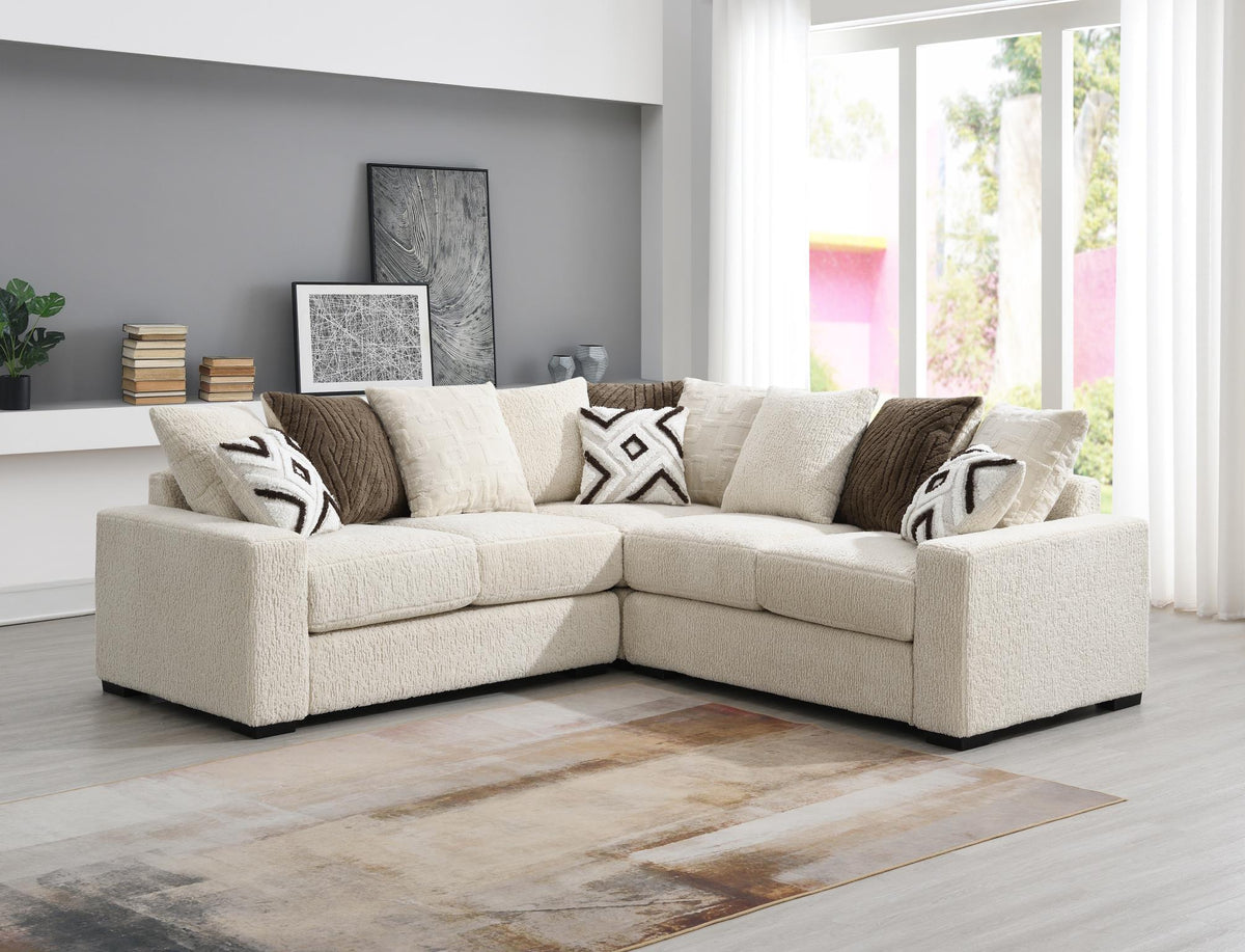 Ivory Modular Sectional with Wedge & Ottoman