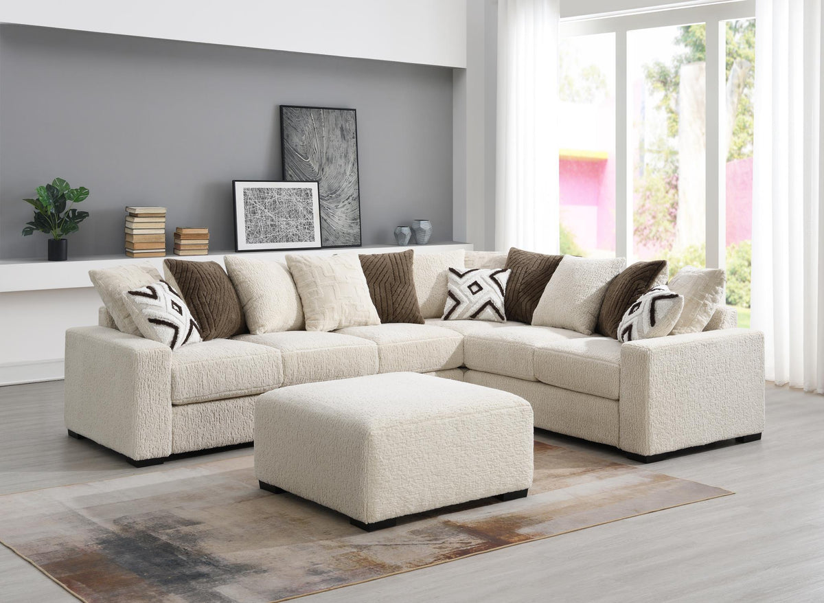 Ivory Modular Sectional with Wedge & Ottoman