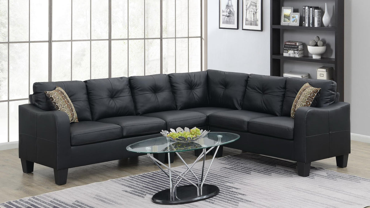 Black Leather 4-Piece Sectional