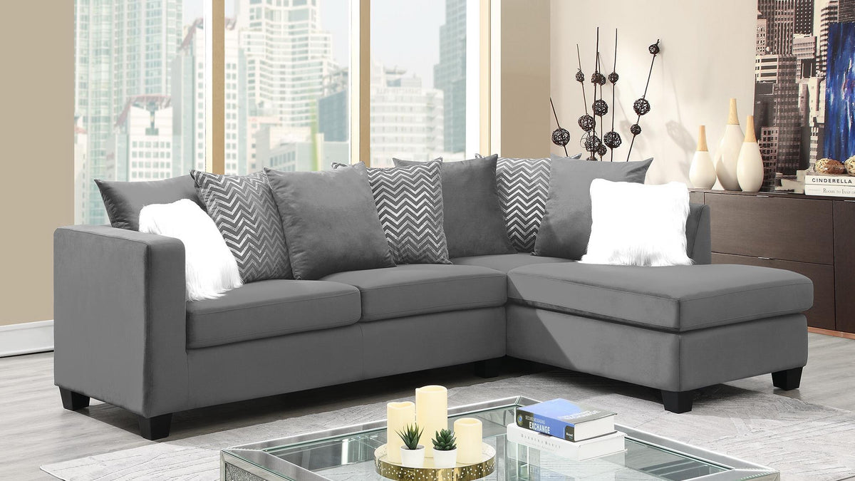 Gray Velvet 2-Piece Sectional