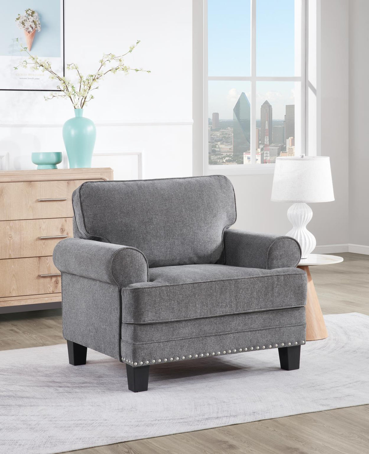 Gray Fabric Sofa, Loveseat & Chair