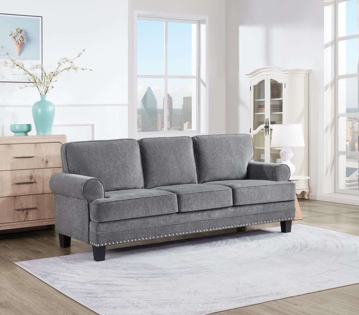 Gray Fabric Sofa, Loveseat & Chair