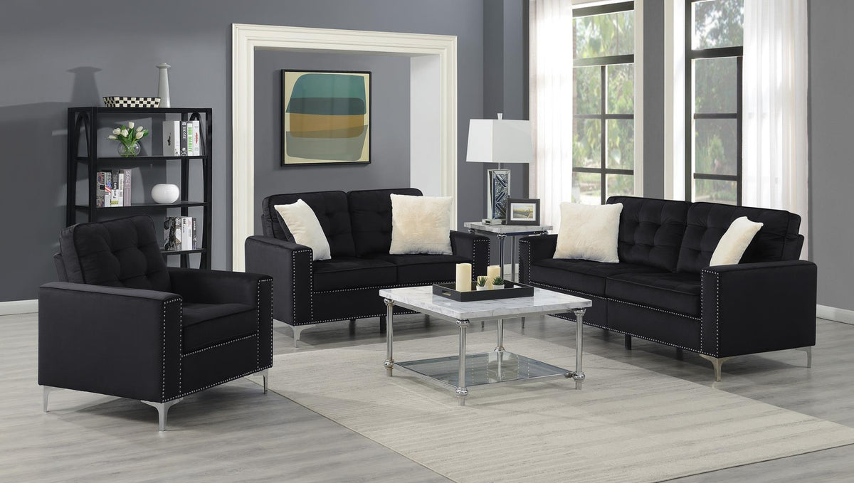 Black Velvet Sofa Set