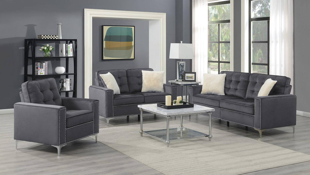 Dark Gray Velvet Sofa Set