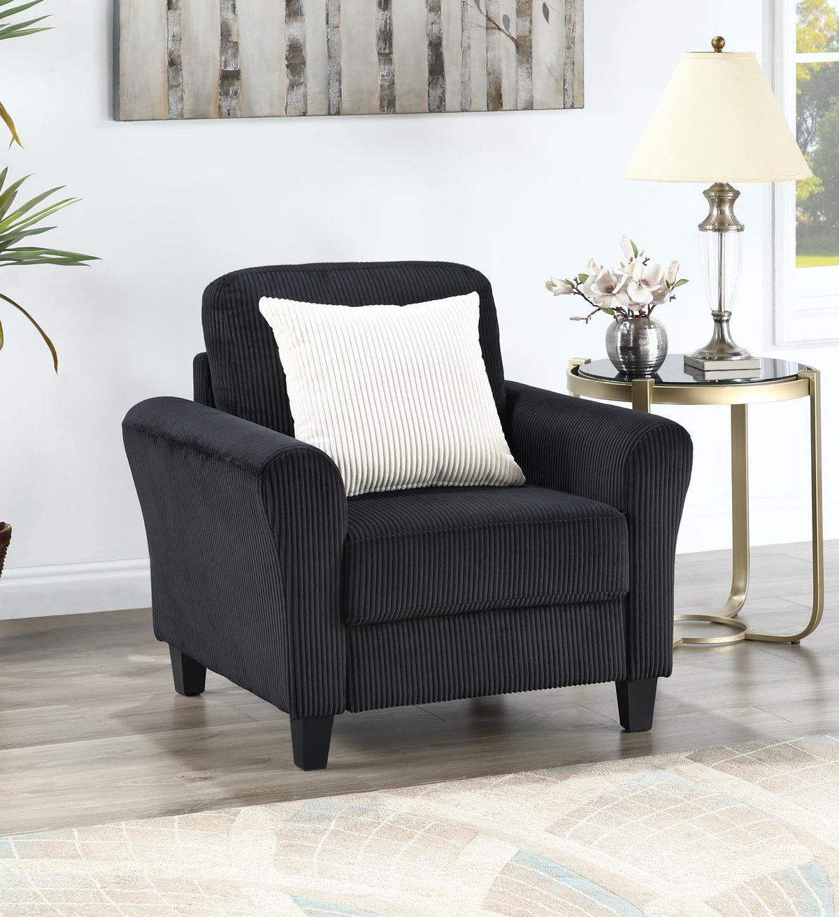 Black Fabric Sofa Set