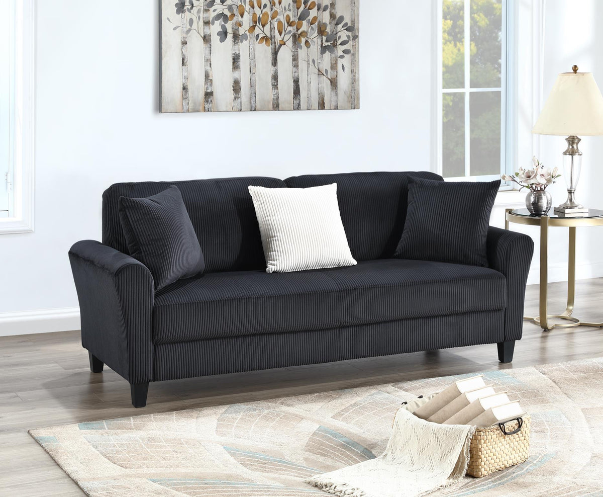 Black Fabric Sofa Set
