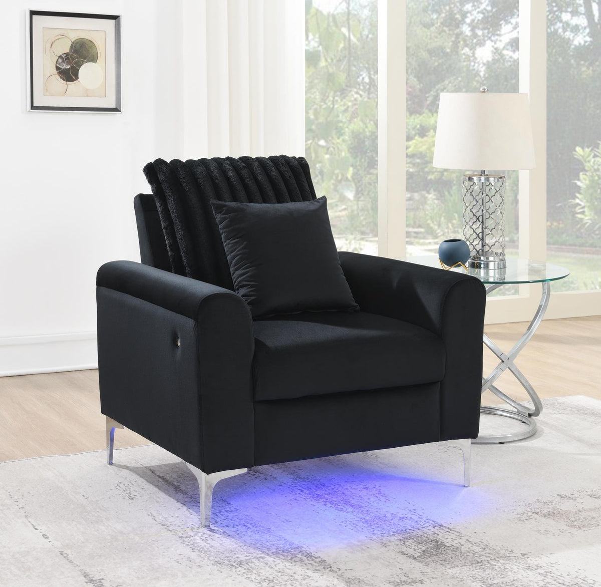 Black LED Sofa, Loveseat & Chair