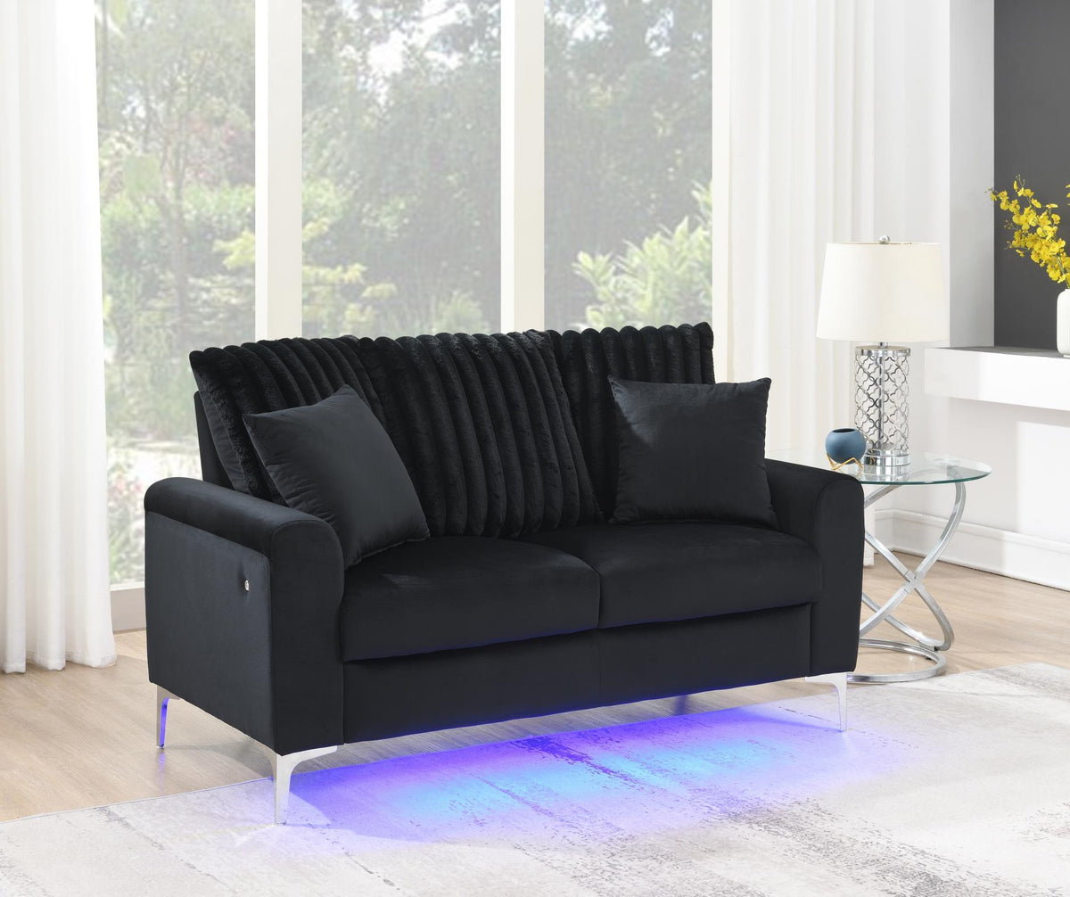 Black LED Sofa, Loveseat & Chair