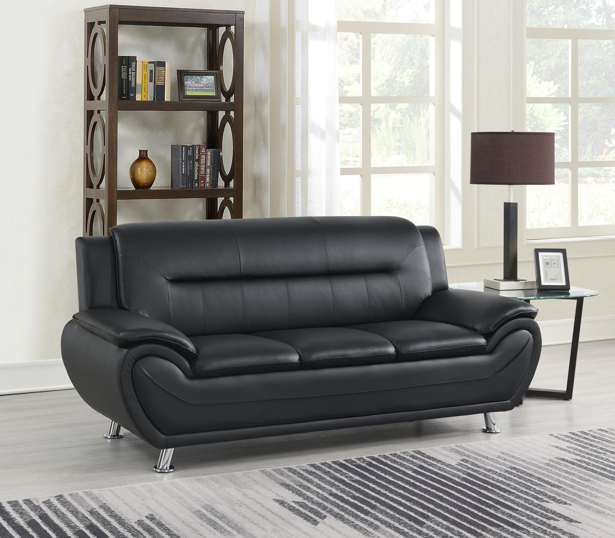 Black Faux Leather Sofa, Loveseat & Chair