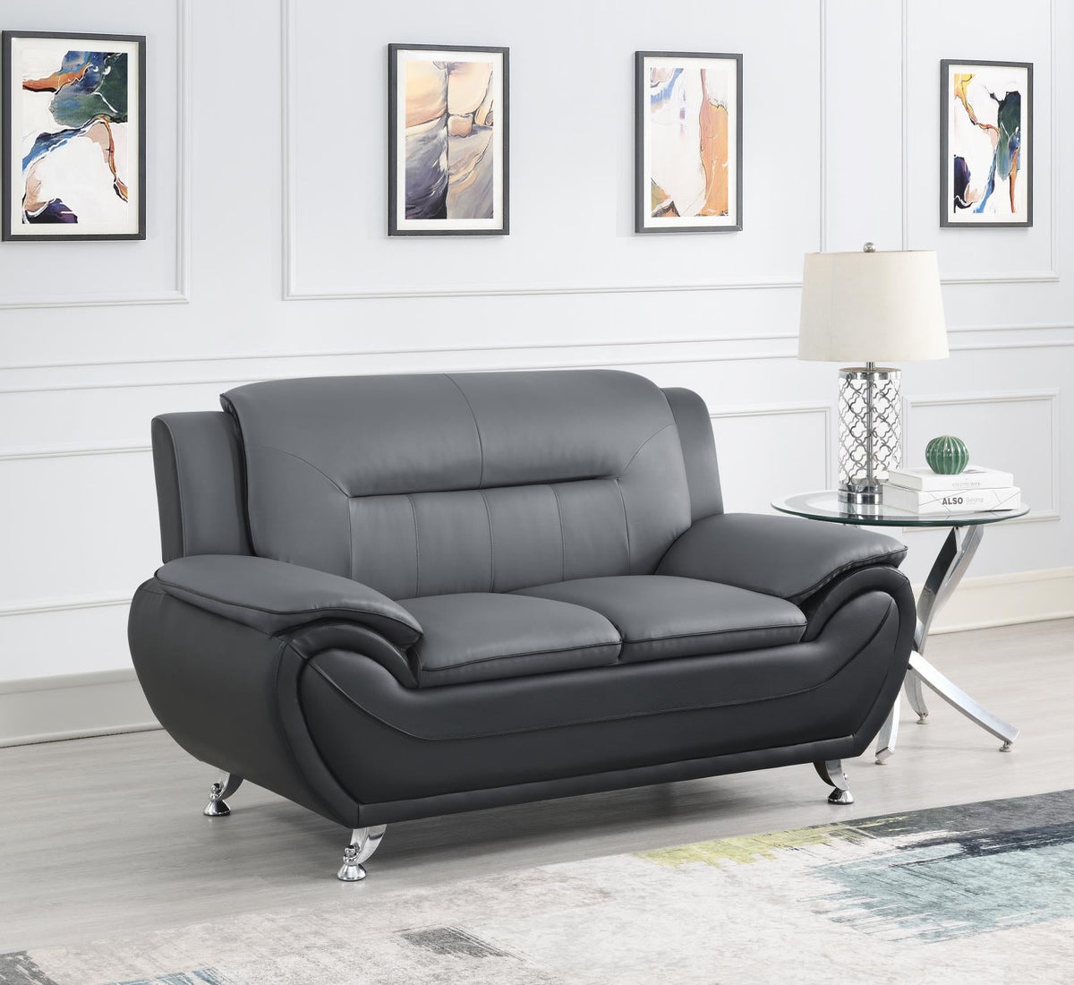 Gray Faux Leather Sofa, Loveseat & Chair
