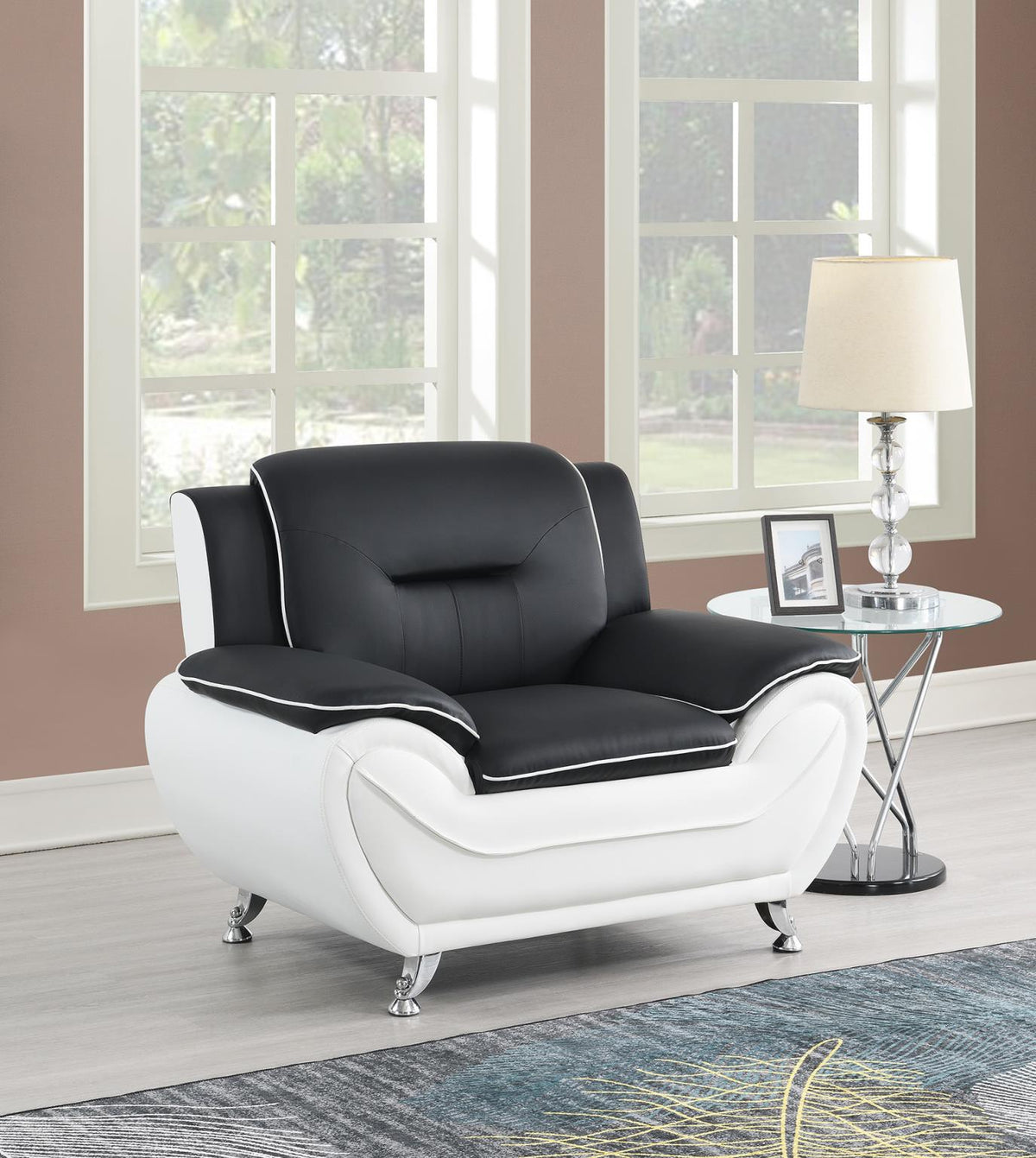Black Faux Leather Living Room Group
