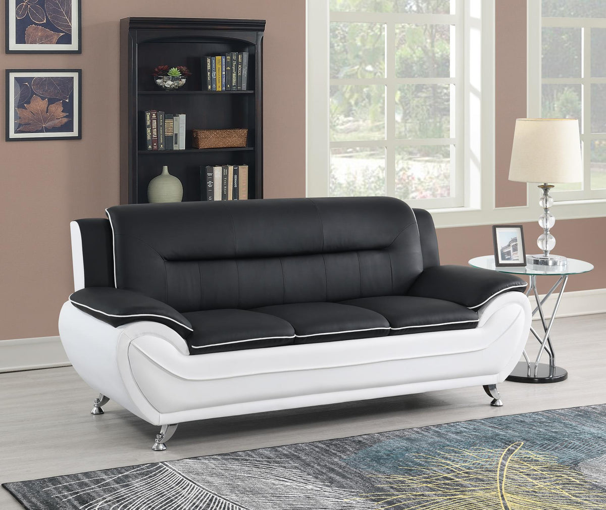 Black Faux Leather Living Room Group