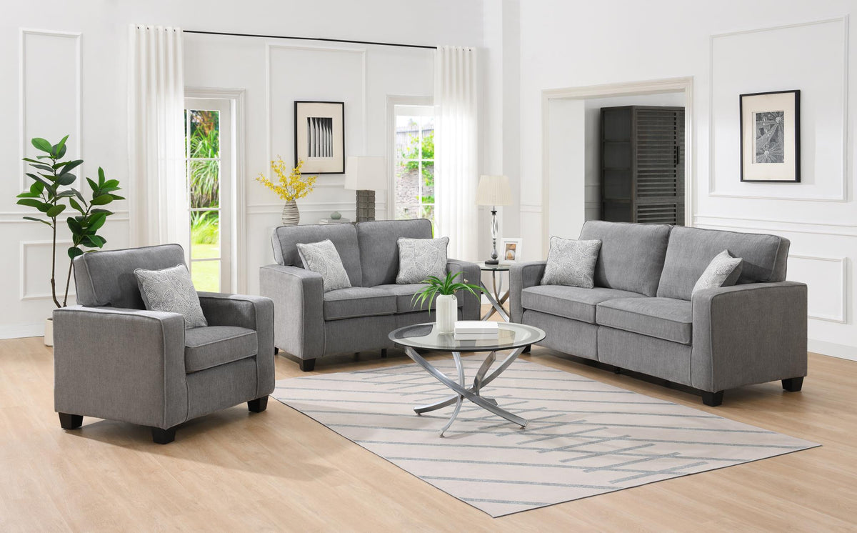Alloy Gray Sofa, Loveseat & Chair