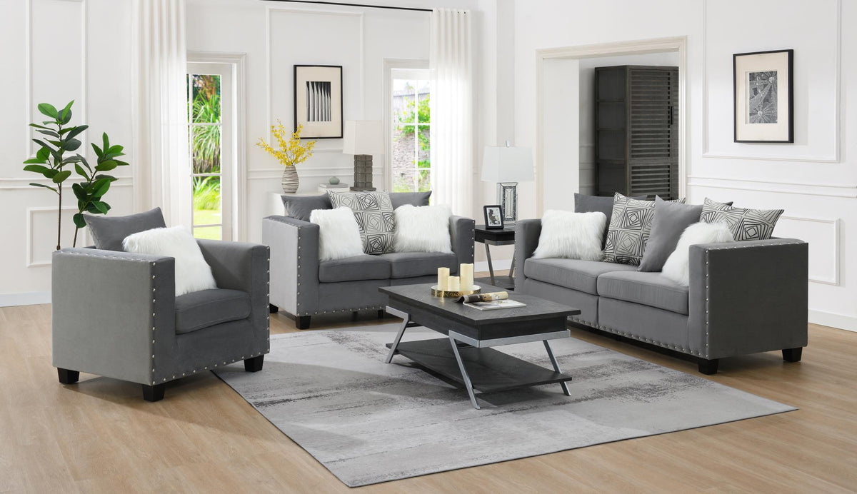 Silver Upholstered Sofa Collection