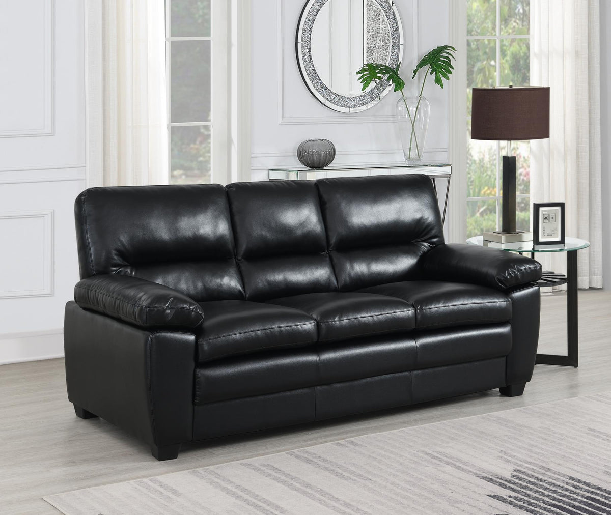 Black Faux Leather Sofa Collection