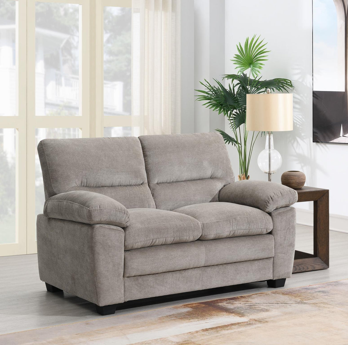 Light Brown Sofa, Loveseat & Chair