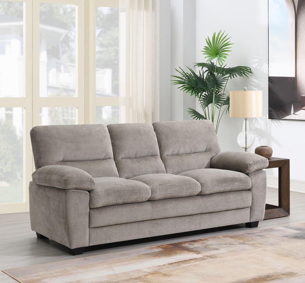 Light Brown Sofa, Loveseat & Chair
