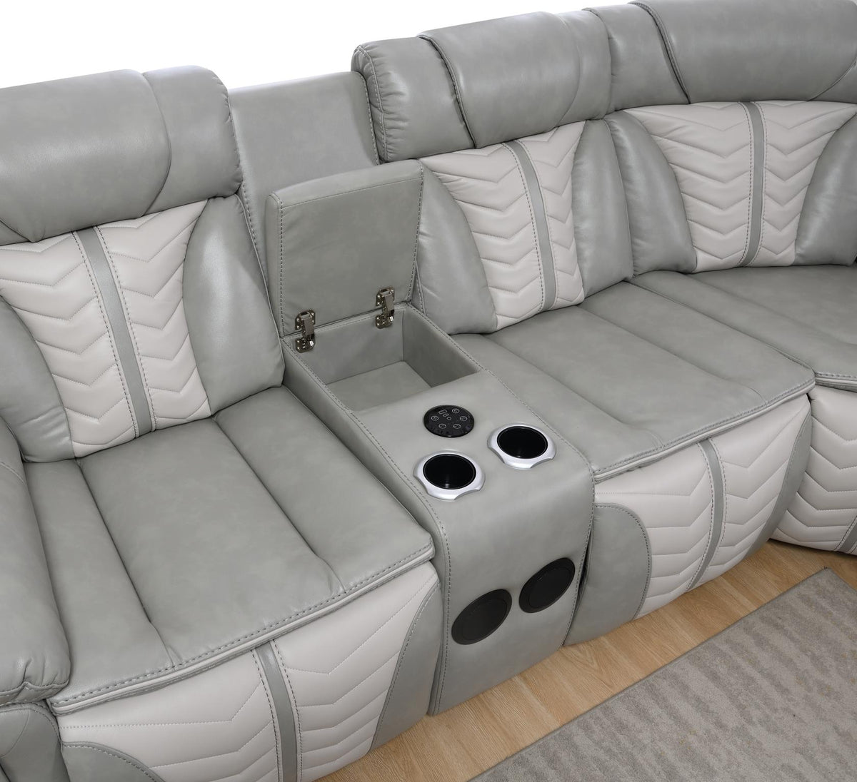 Gray/Beige Power 3-Piece Sectional with Bluetooth Speaker