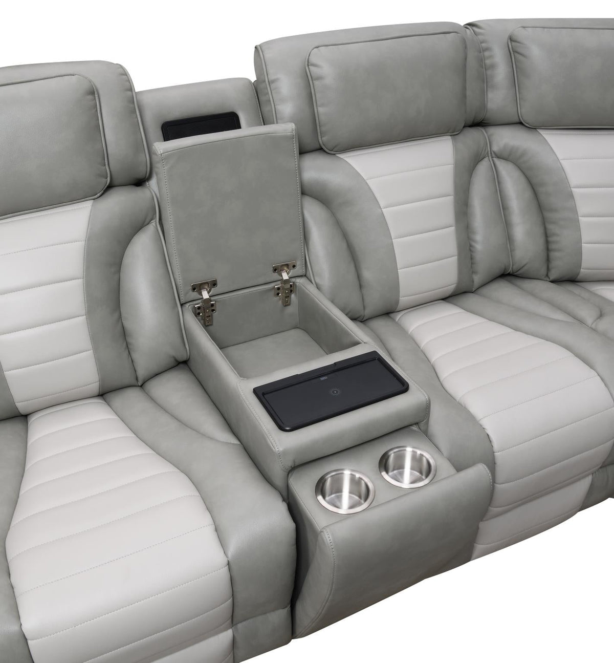Gray/White Power 3-Piece Sectional with Bluetooth Speaker