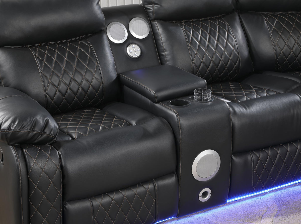 Black Motion 3-Piece Sectional with Bluetooth Speaker