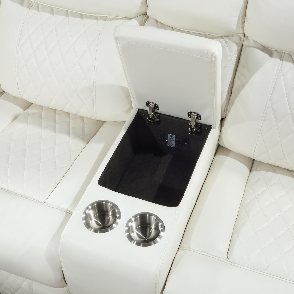 White Motion 3-Piece Sectional with Bluetooth Speaker