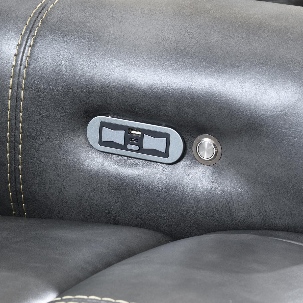 Dark Gray Power Reclining Collection with Fridge & Massage