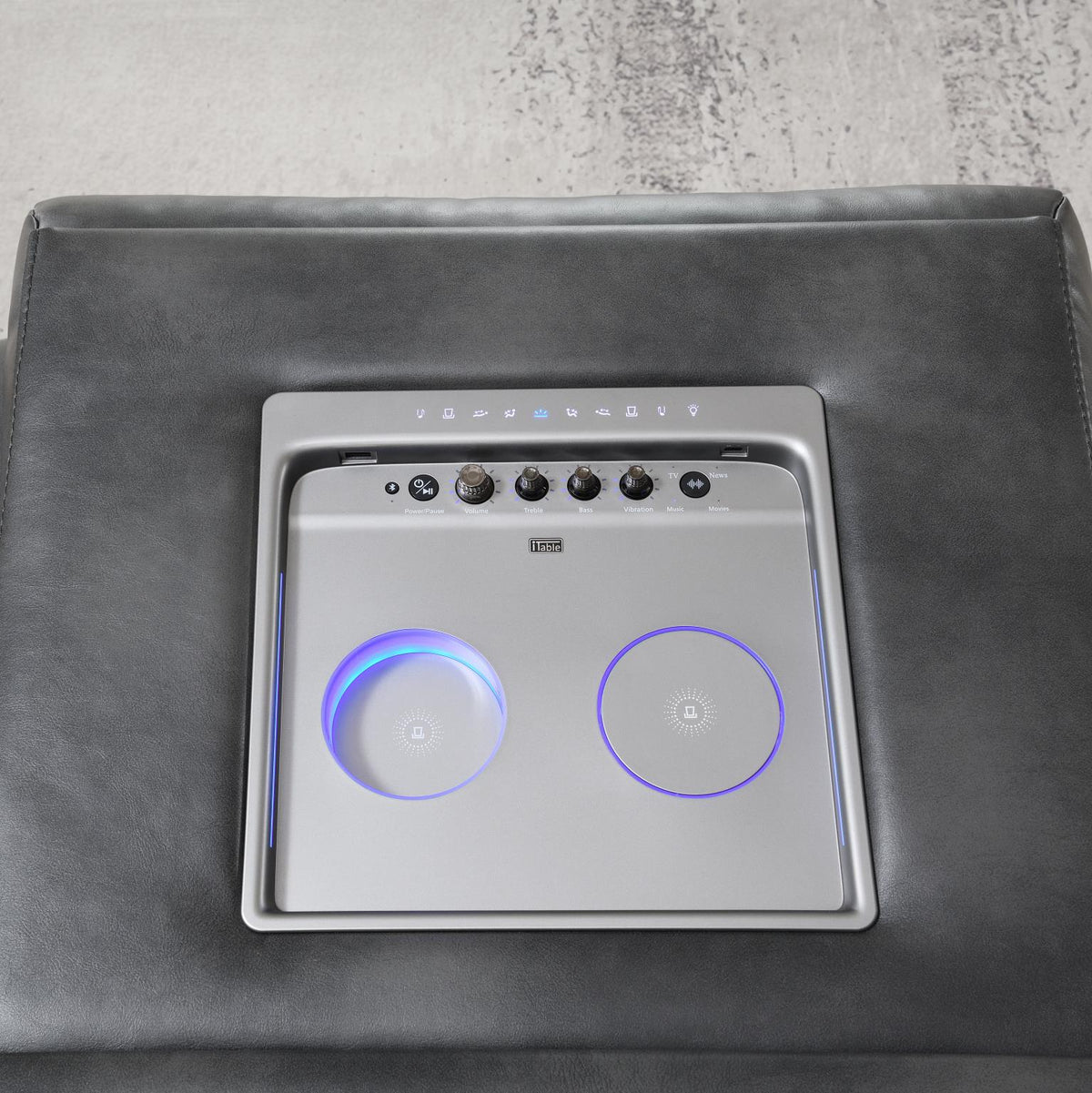 Dark Gray Power Reclining Collection with Fridge & Massage