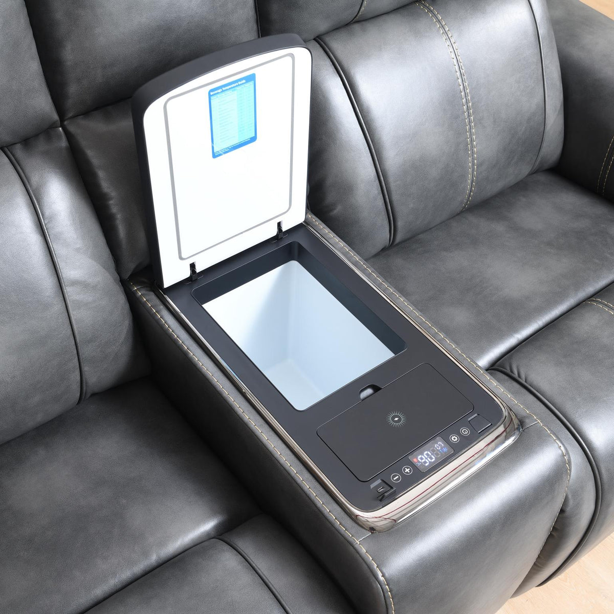 Dark Gray Power Reclining Collection with Fridge & Massage
