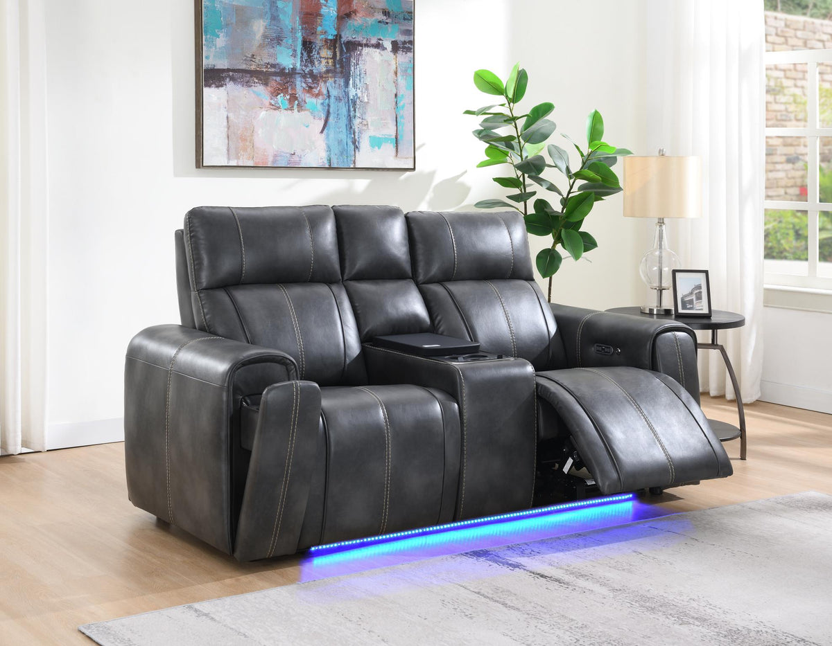 Dark Gray Power Reclining Collection with Fridge & Massage