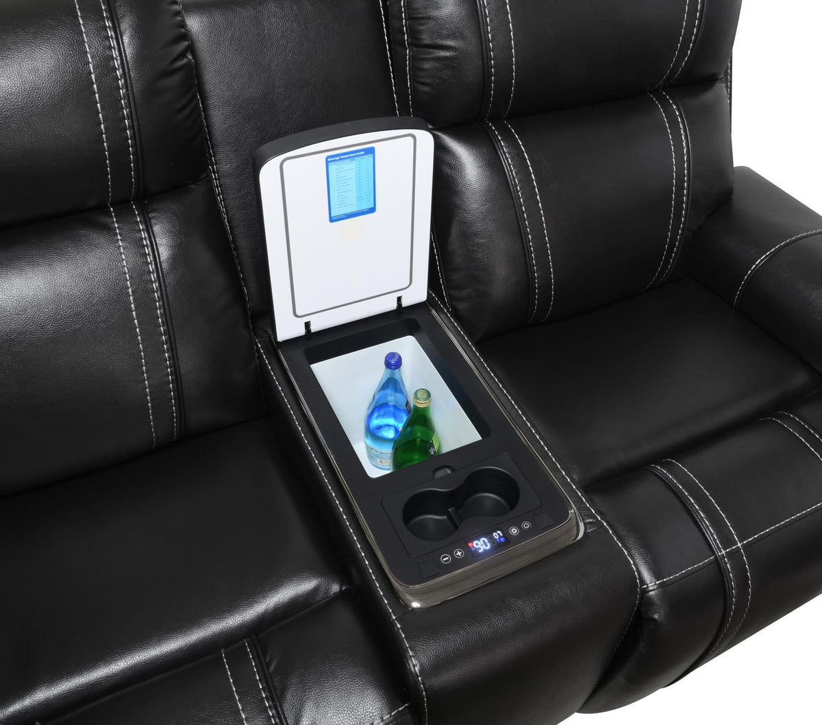 Black LED Power Reclining Collection with Console Fridge