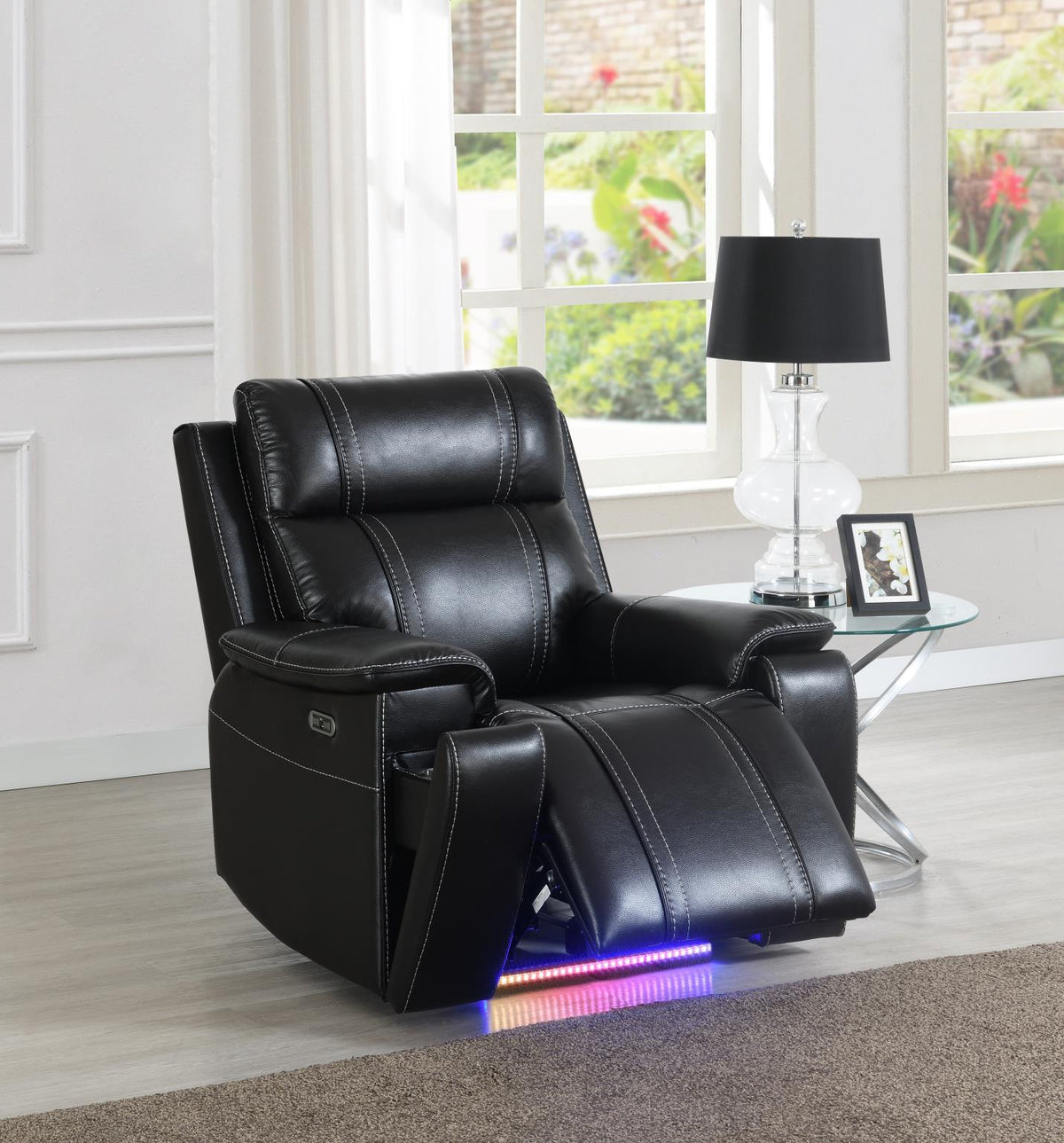 Black LED Power Reclining Collection with Console Fridge