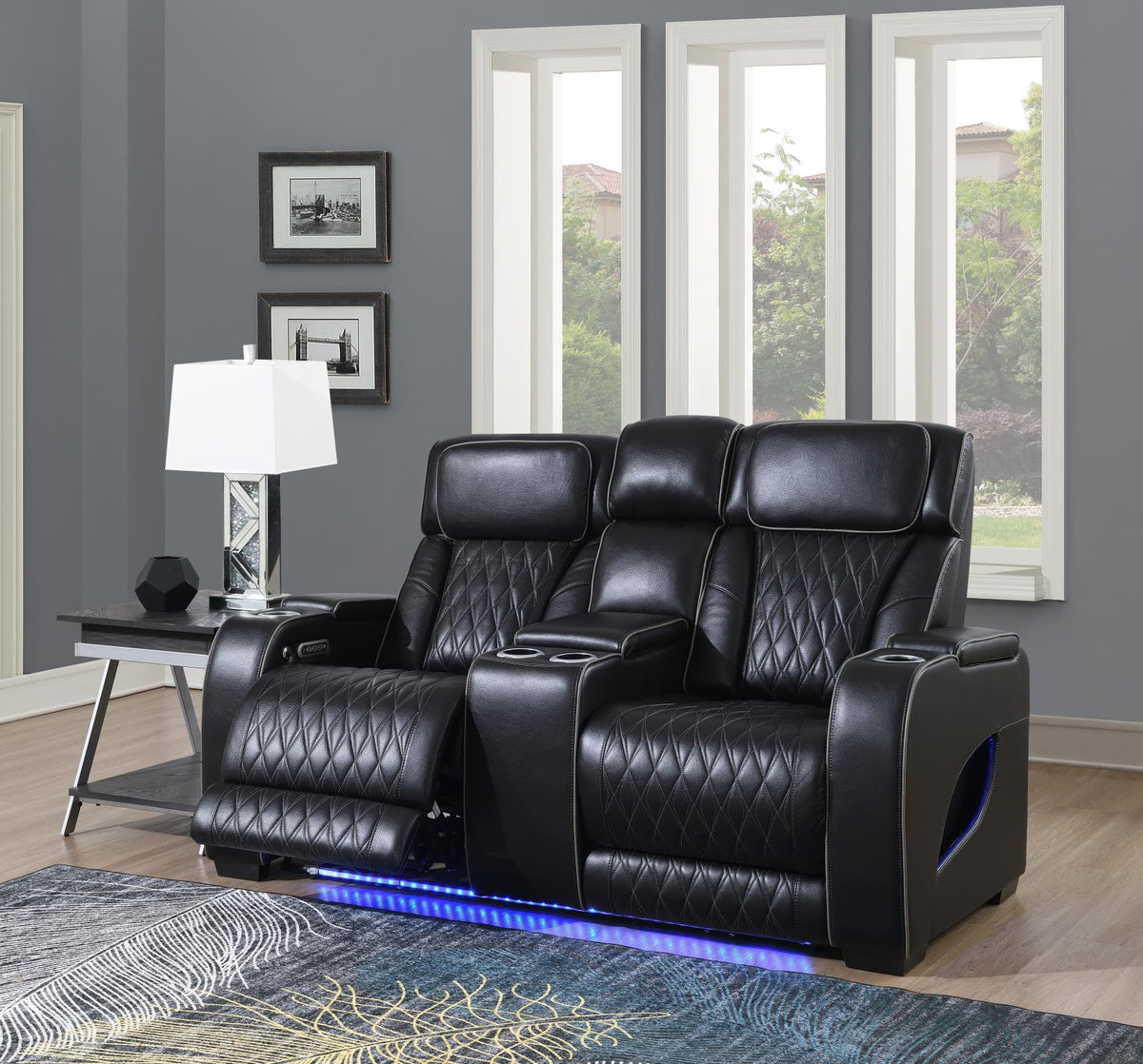 Black Power Reclining Collection with Heat & Massage