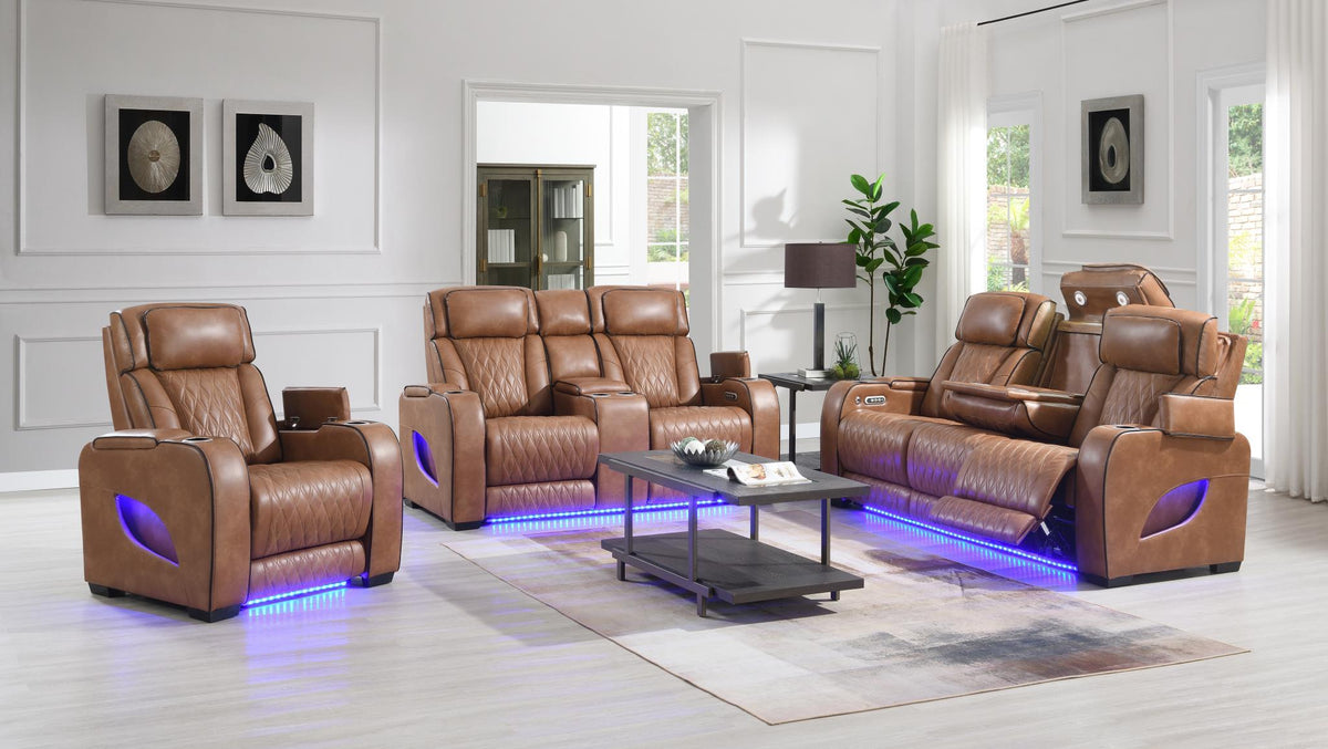 Brown Power Reclining Collection with Heat & Massage