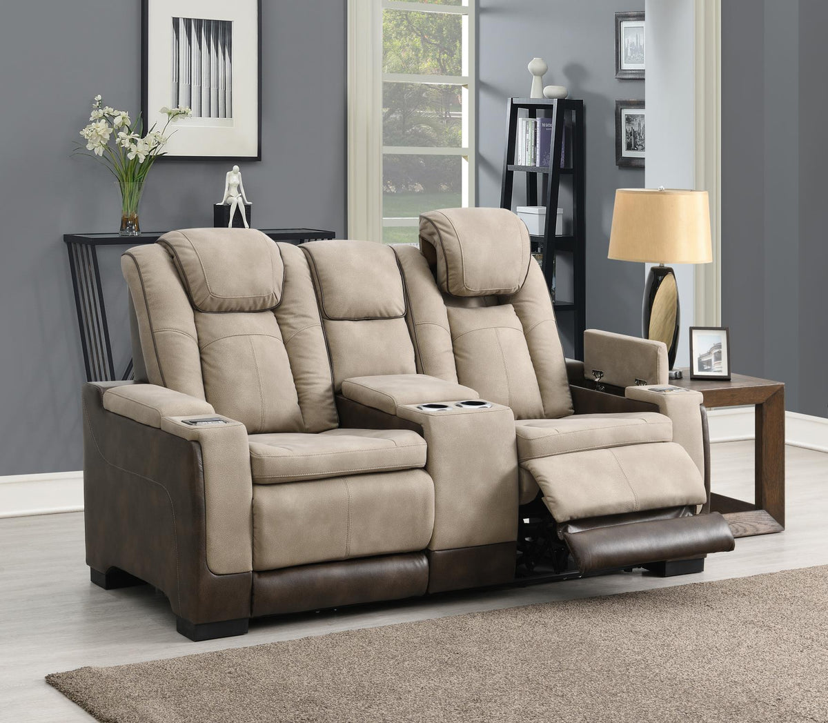 Sand Power Reclining Collection with USB Charging
