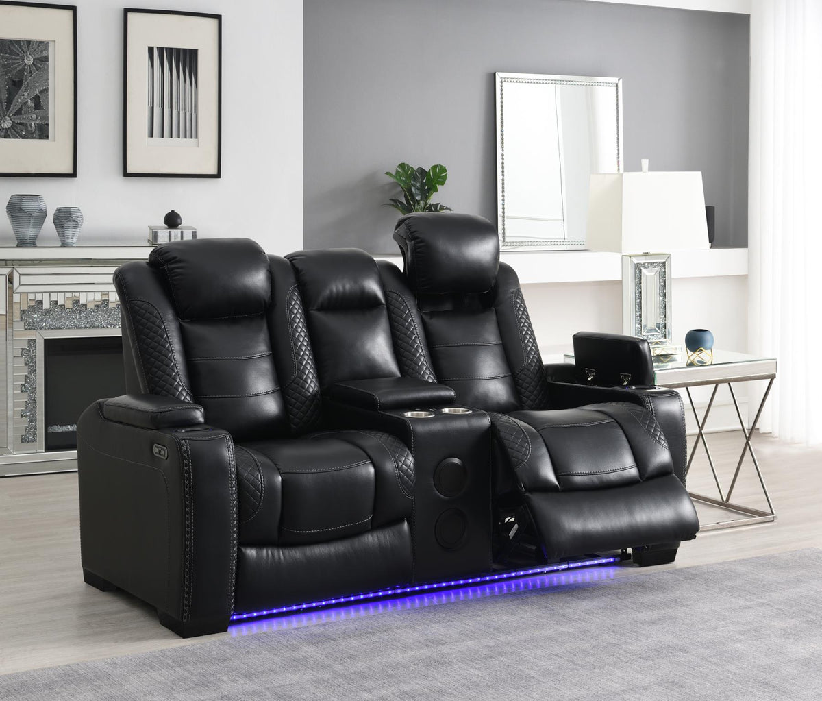 Black LED Power Reclining Sofa Collection
