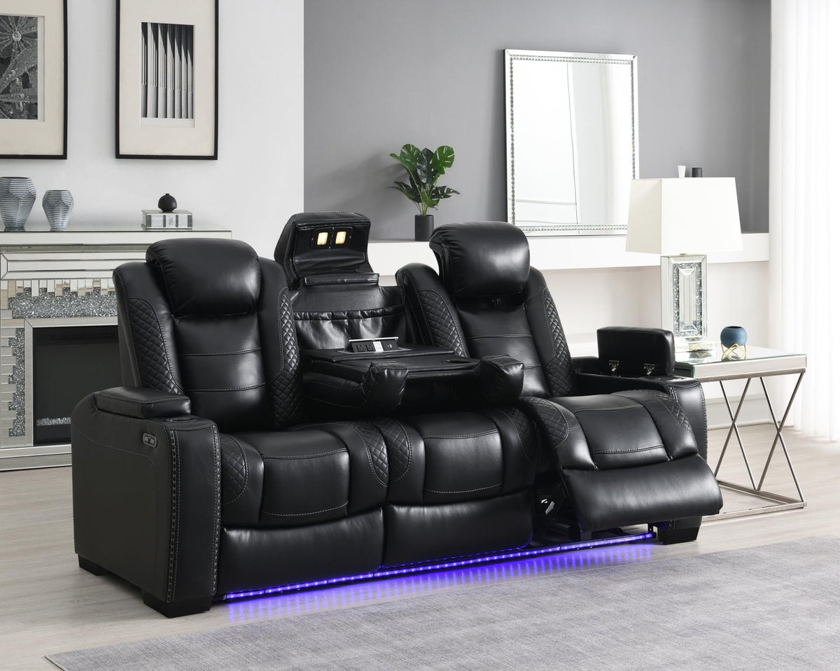 Black LED Power Reclining Sofa Collection