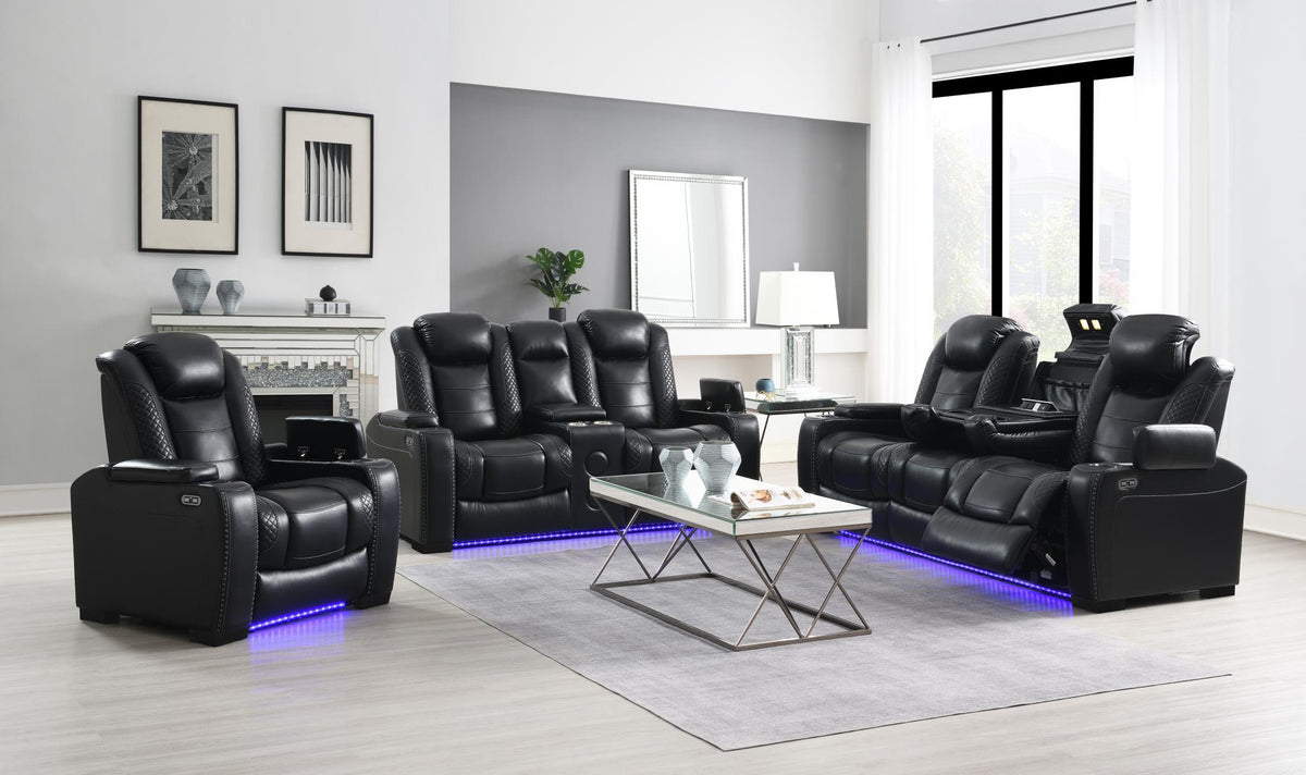 Black LED Power Reclining Sofa Collection