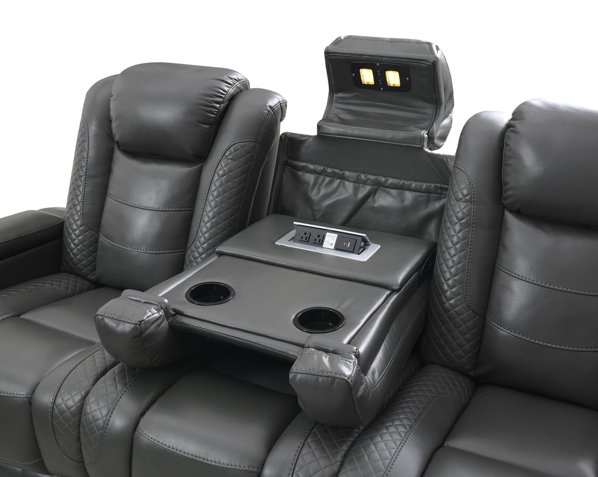 Gray LED Power Reclining Sofa Collection