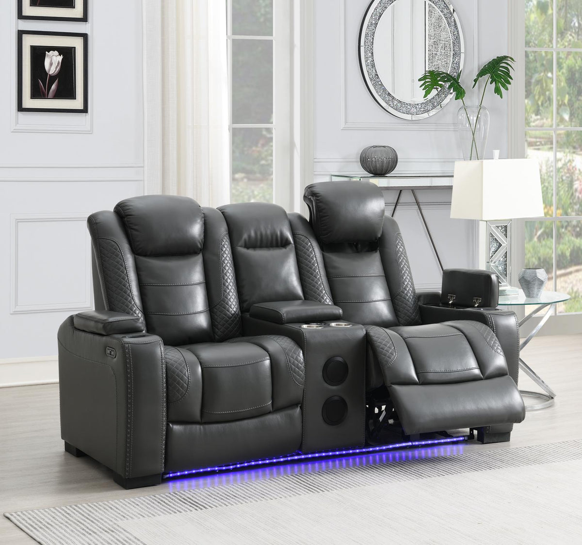 Gray LED Power Reclining Sofa Collection