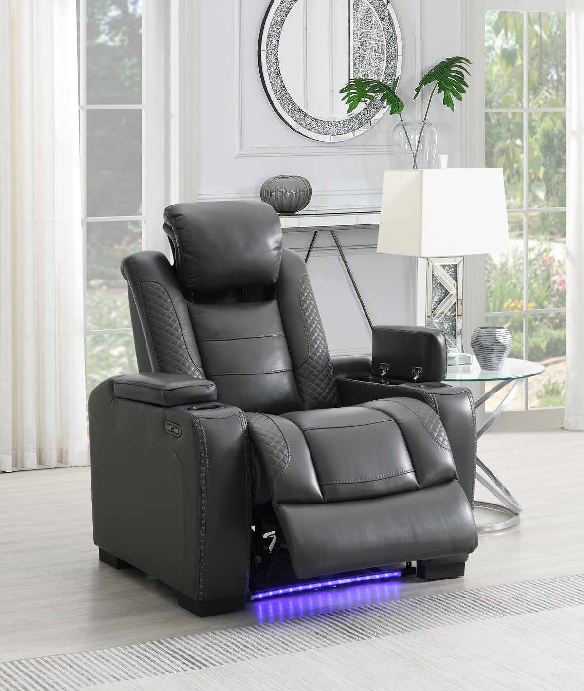 Gray LED Power Reclining Sofa Collection
