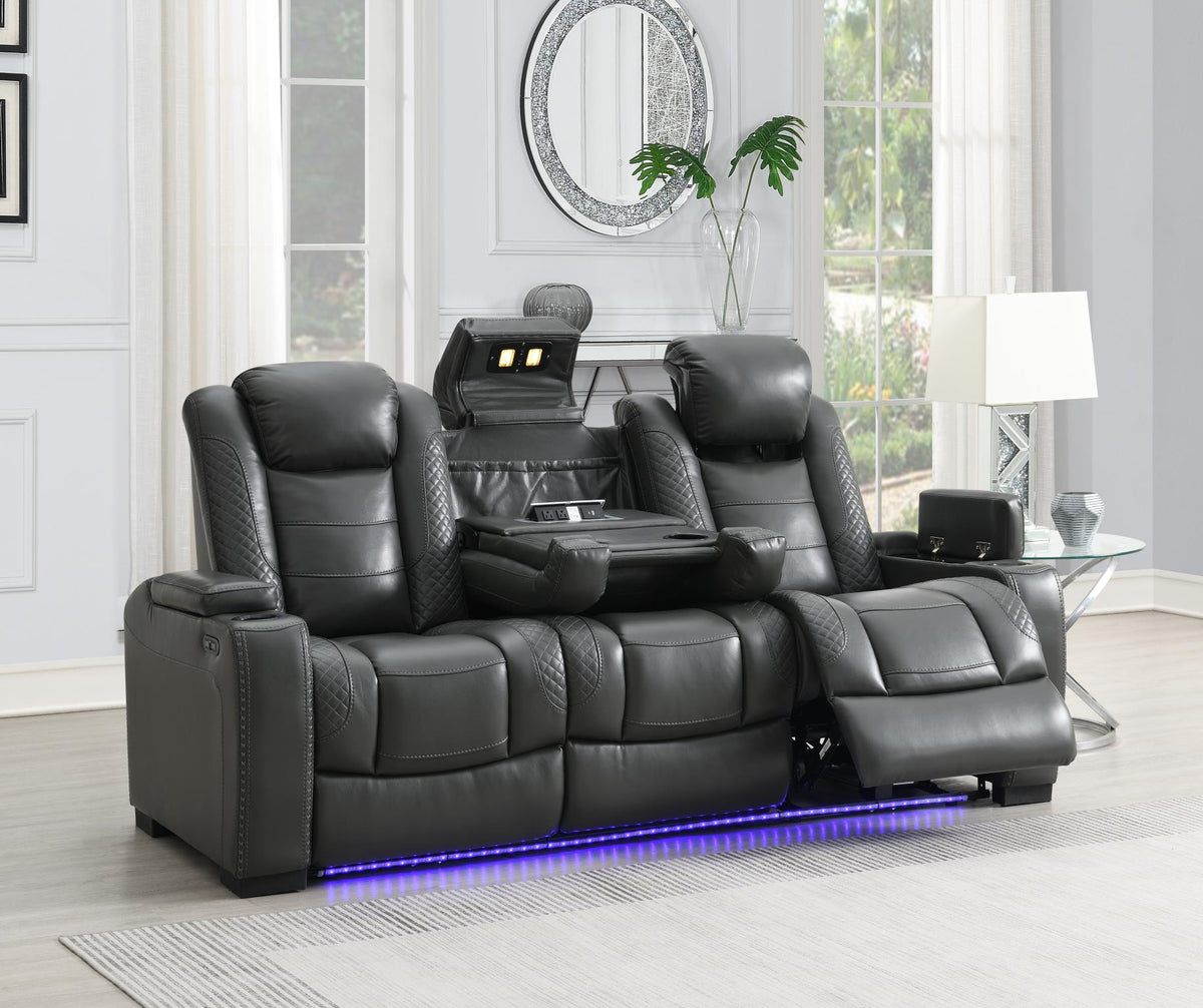 Gray LED Power Reclining Sofa Collection