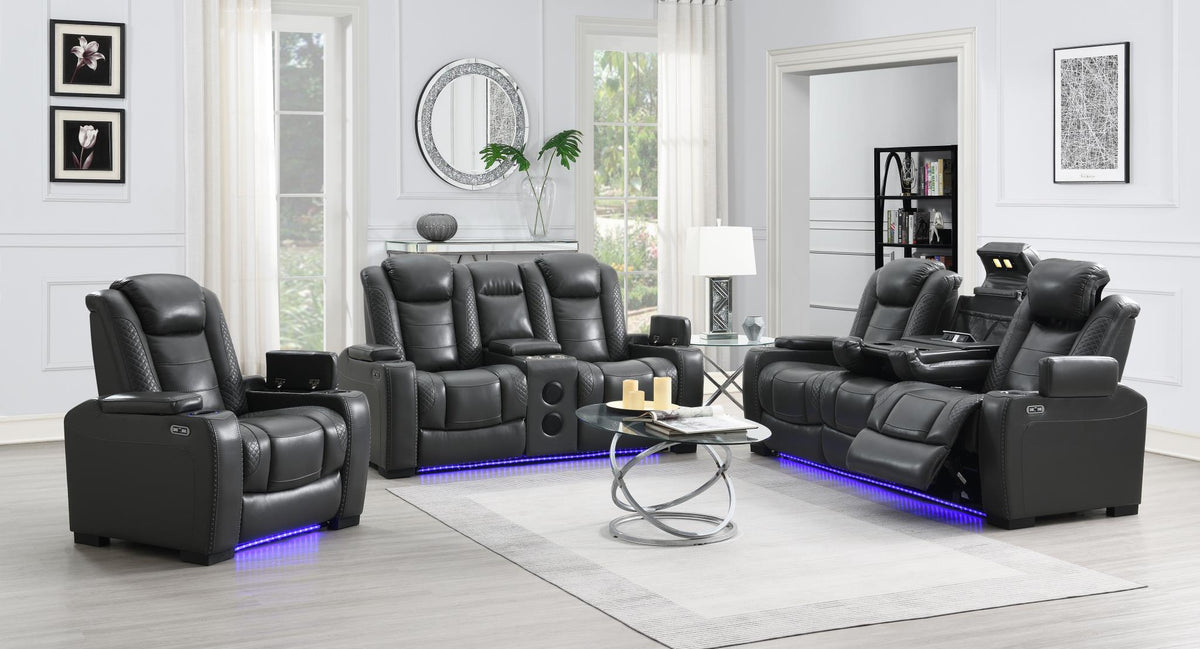 Gray LED Power Reclining Sofa Collection