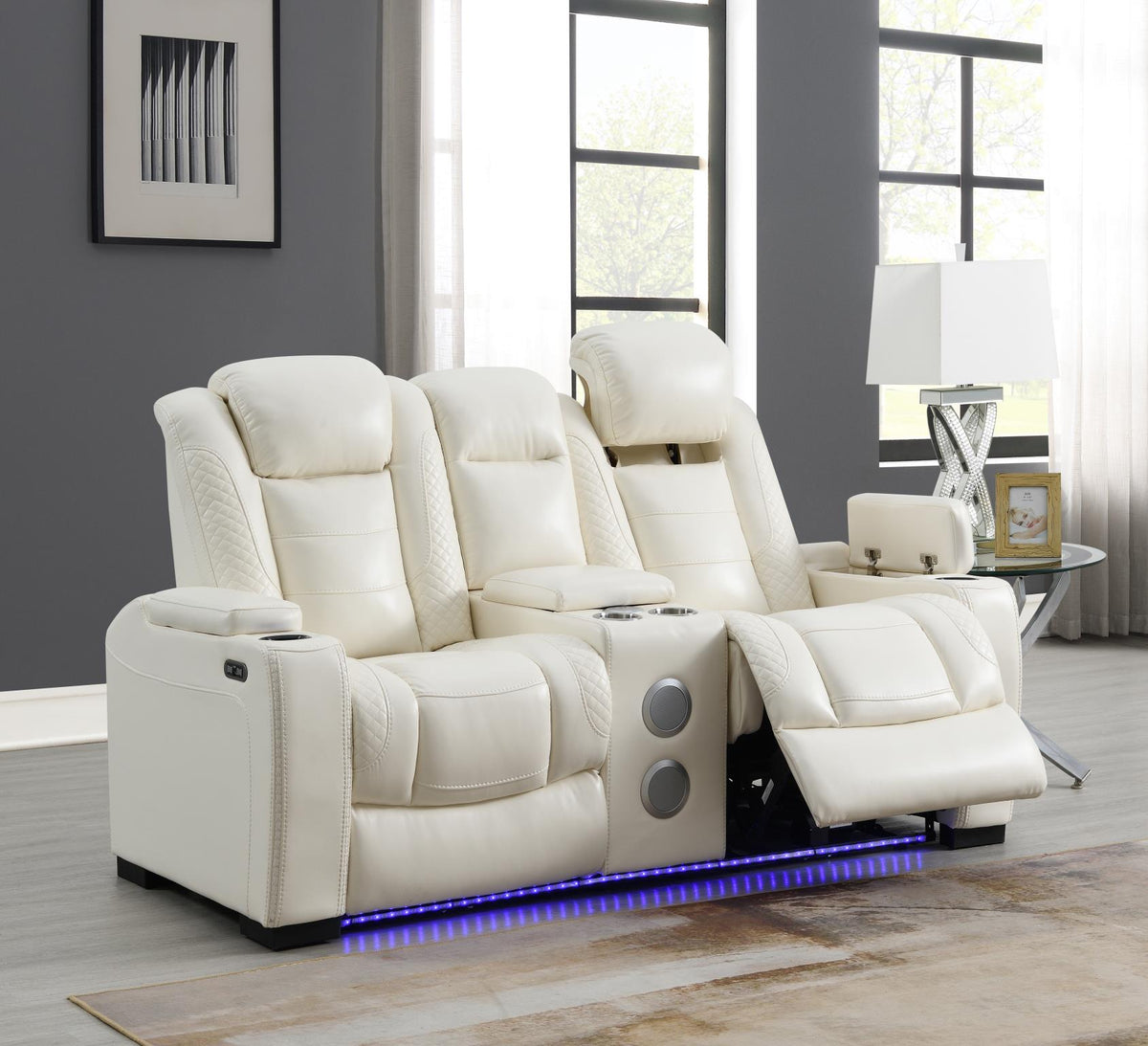 White LED Power Reclining Sofa Collection