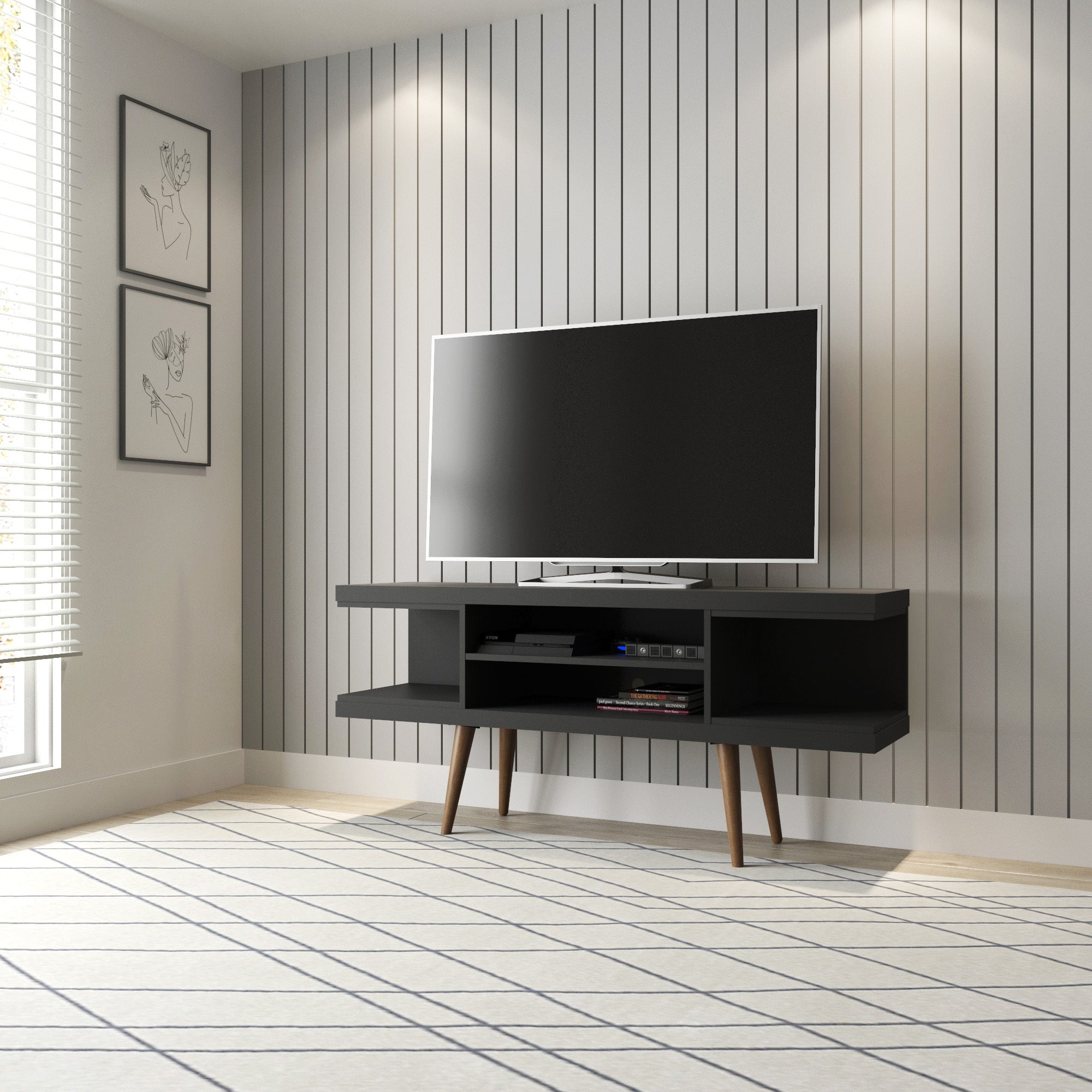 Utopia Free-Standing Black TV Stand