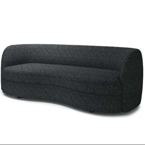 Versoix Contemporary Black Boucle 84-Inch Curved Kidney Sofa