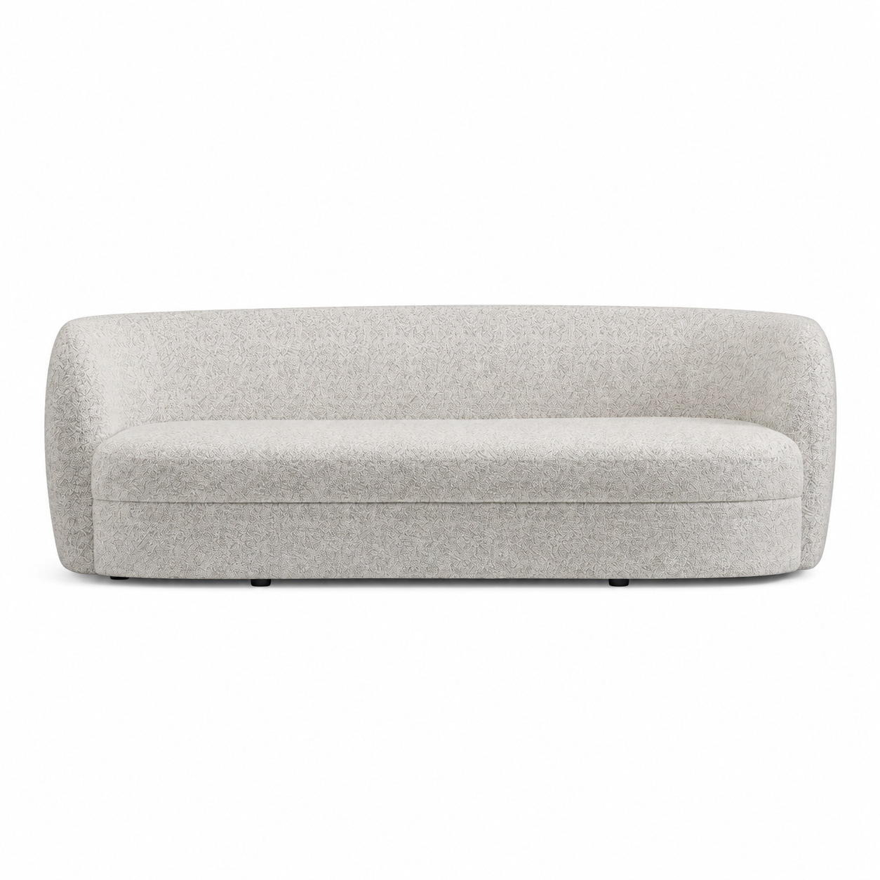 Versoix Contemporary Off-White Boucle 84-Inch Curved Kidney Sofa