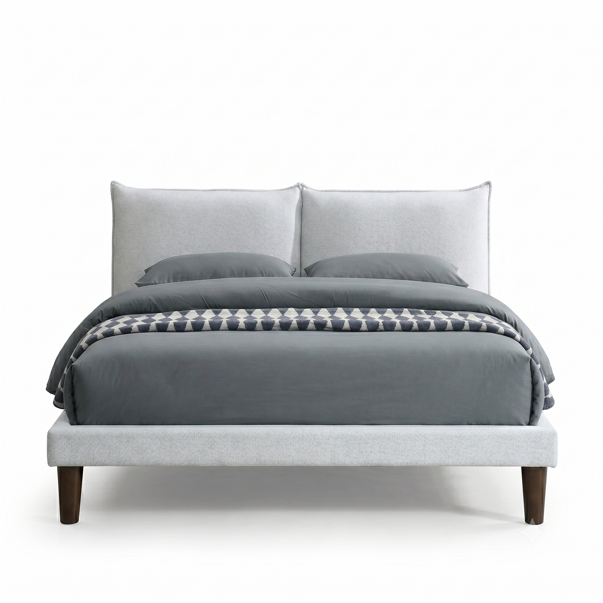 Verwood Contemporary Light Gray Solid Wood Full Platform Bed