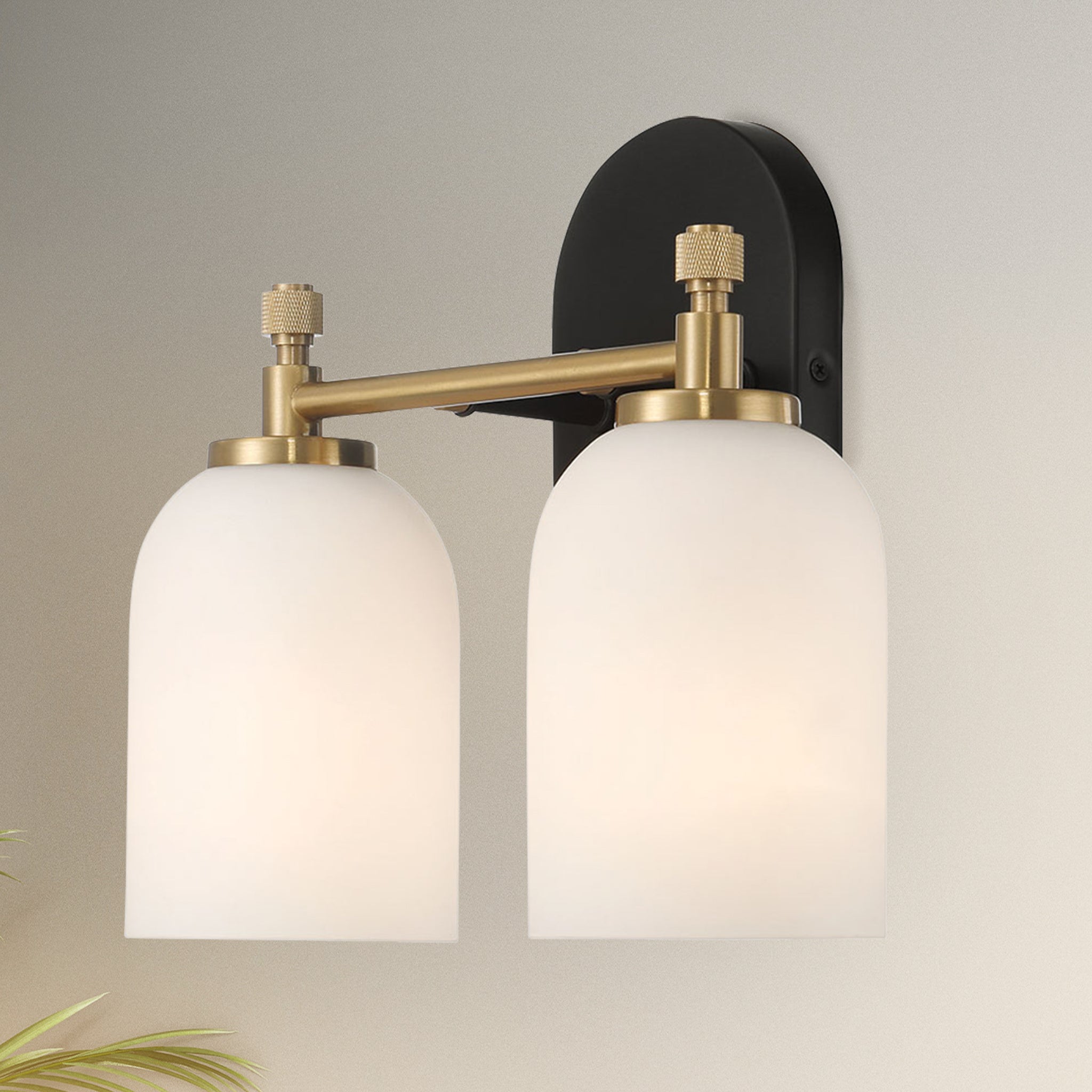 Dublin Two Lights Vanity in Traditional Style for Over Bathroom Mirror Wall Sconce 12.25"W × 10.125"H × 5.5"E With White Frosted Glass