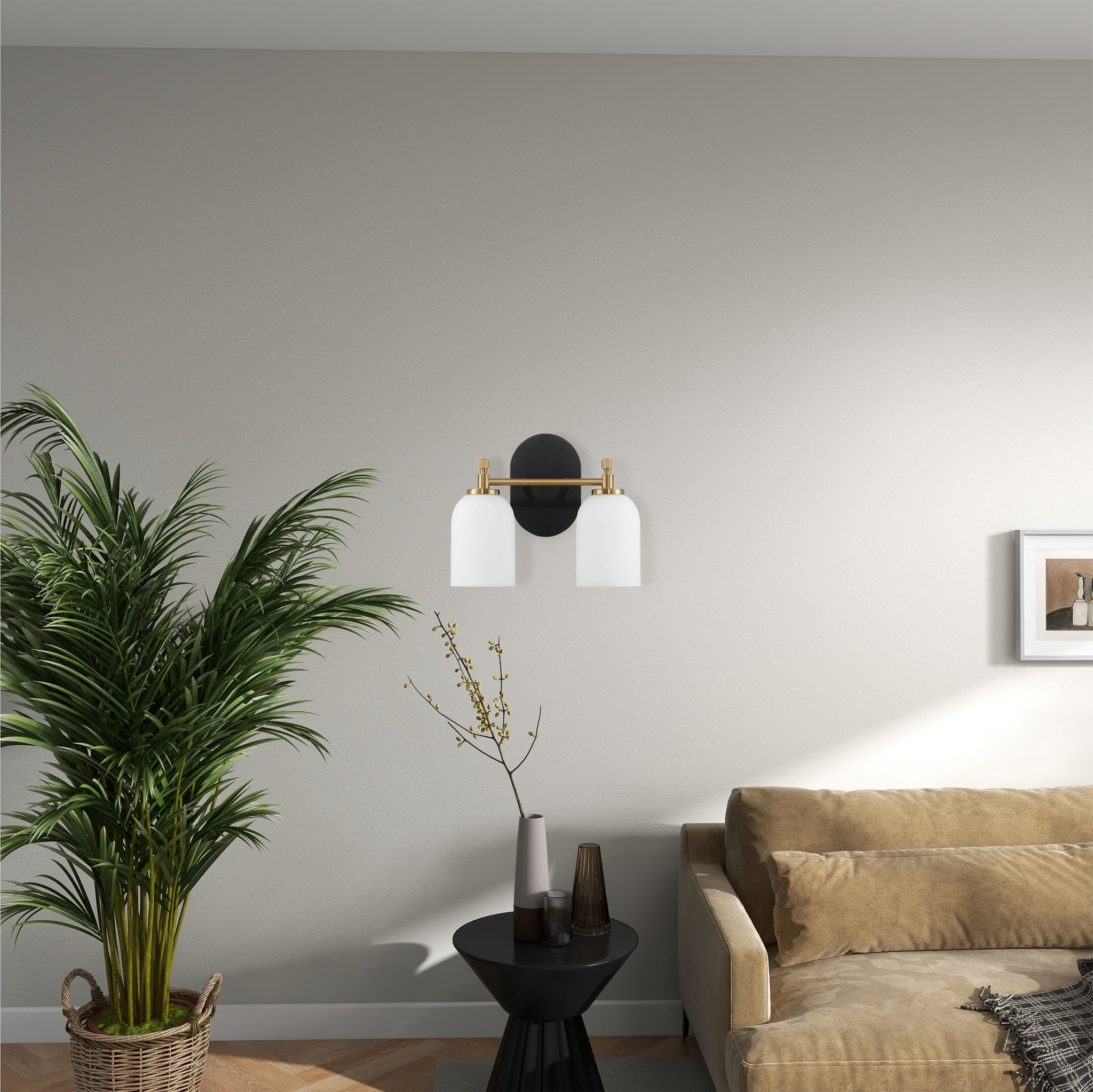 Dublin Two Lights Vanity in Traditional Style for Over Bathroom Mirror Wall Sconce 12.25"W × 10.125"H × 5.5"E With White Frosted Glass